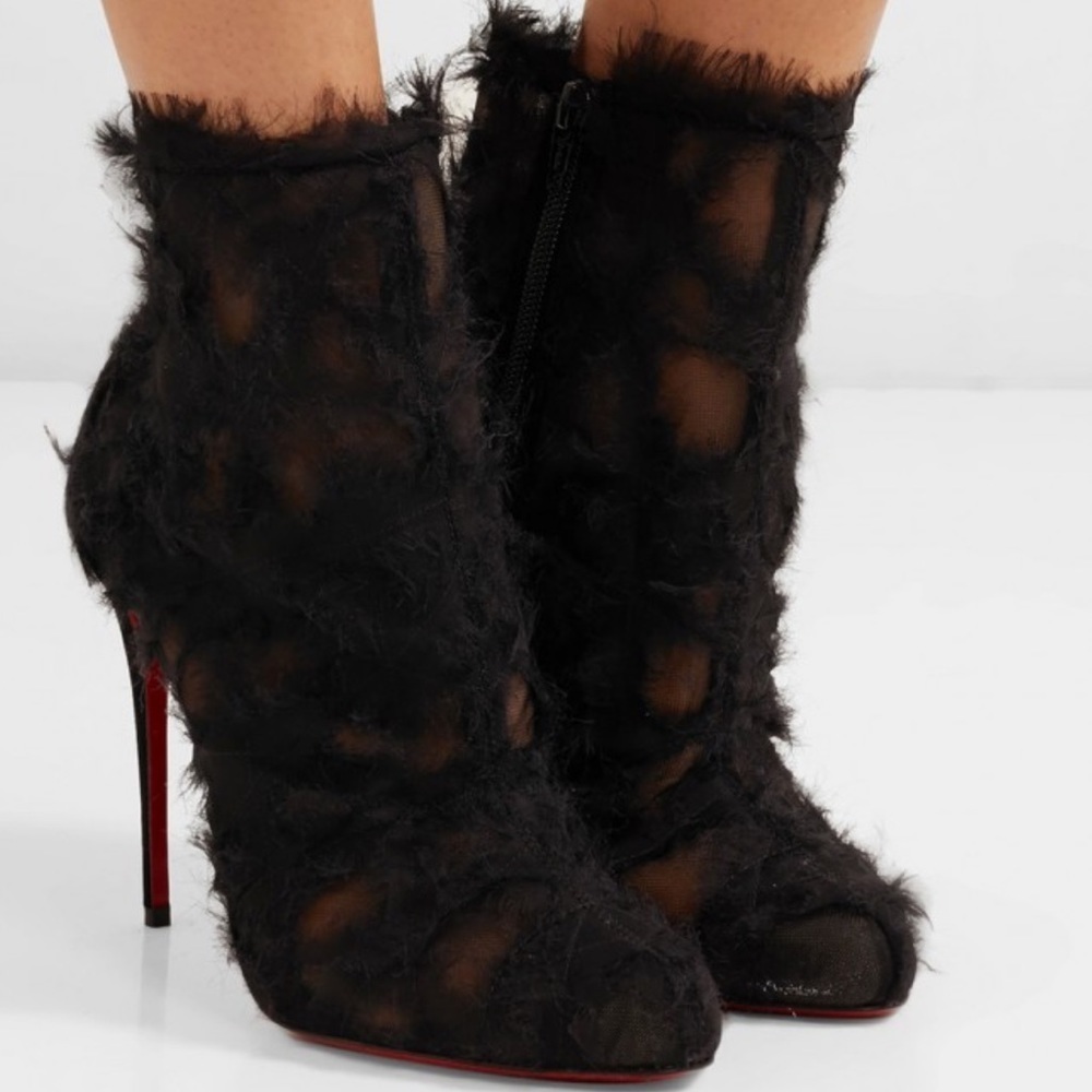 Christian Louboutin Toubootfrou Chiffon Booties – Size 35